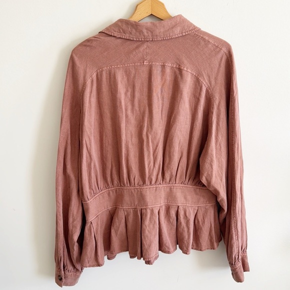 Free People linen blend Joani lightweight boho Jacket size large - Picture 8 of 11